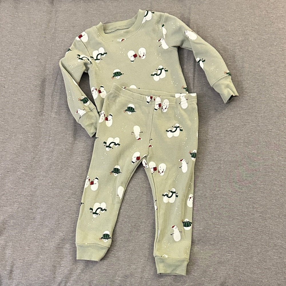 Carter's Festive Snowman Pajama‎ Set - Green